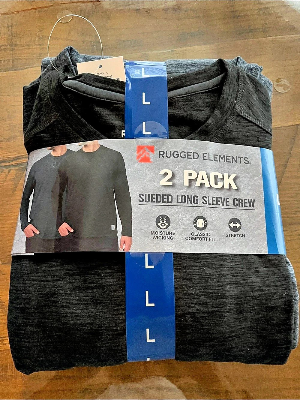 Rugged Elements Sueded Long Sleeve Crew 2 Pack (dark grey & denim blue). Size L